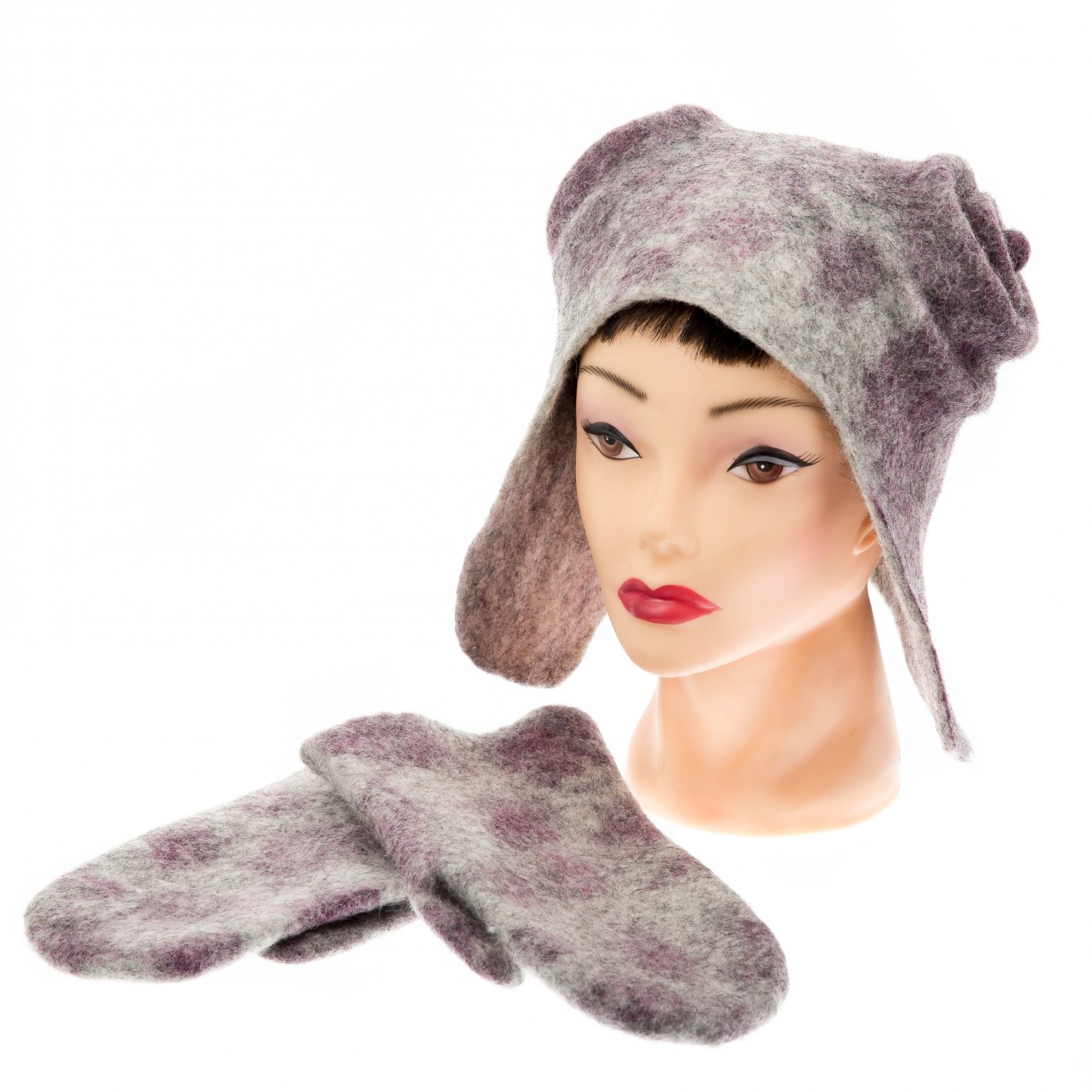yarferma.ru шапка с варежками из шерсти овец романовской породы купить